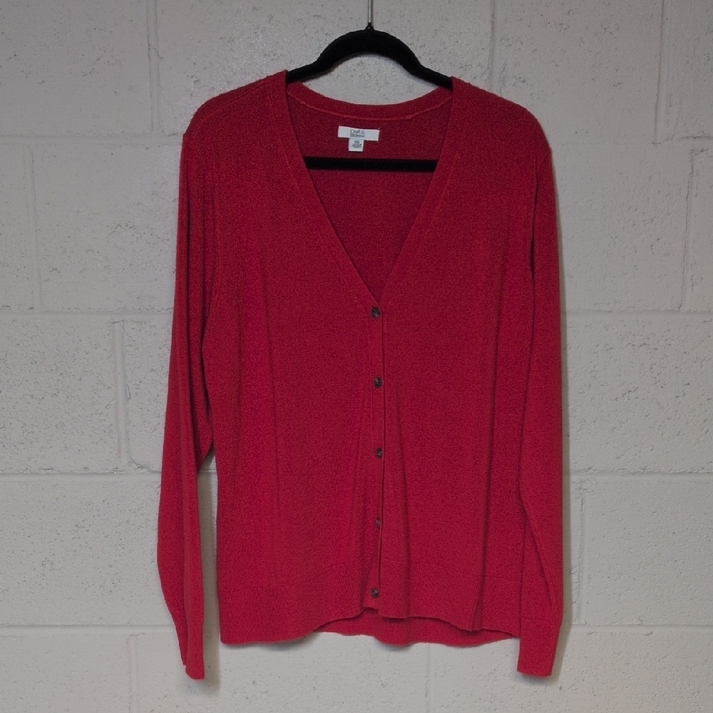 Women's Croft & Barrow Red Cardigan Sweater Size XXL, EUC
